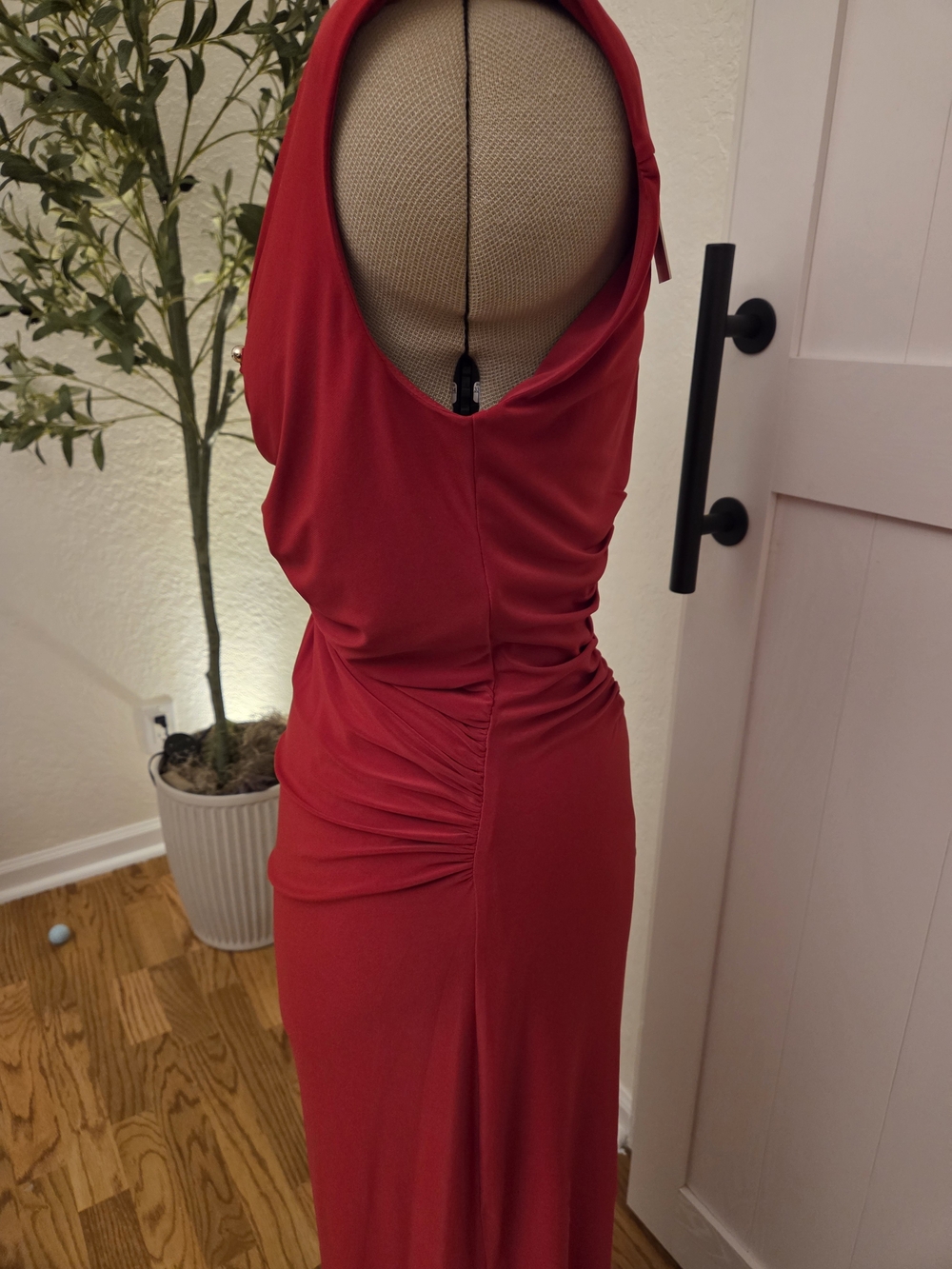 Ramy Brook Red Plunge Ruched Dress - Picture 4 of 12